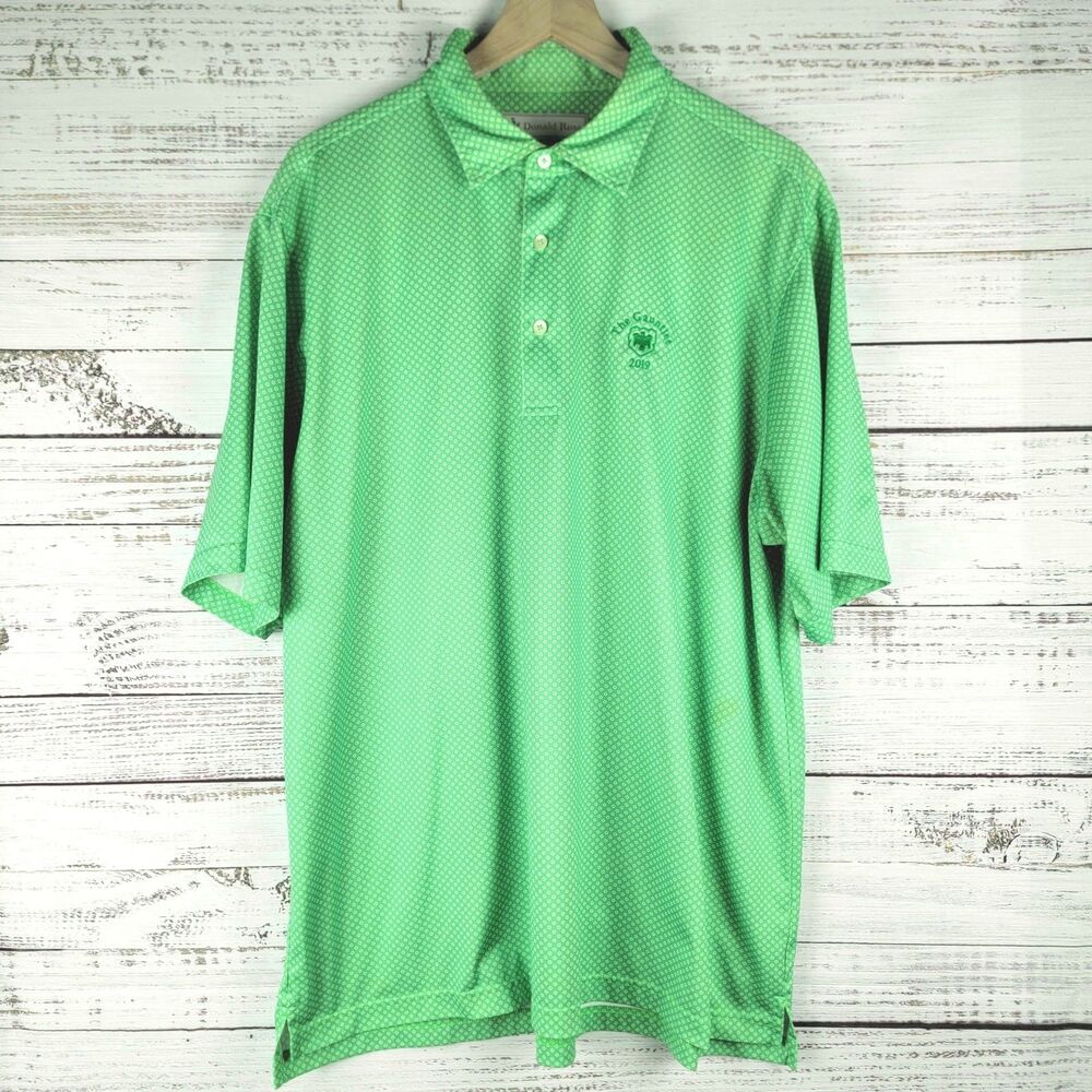 Donald Ross Golf LOGO Polo Men’s XL Performance Green Polka Dot S/S